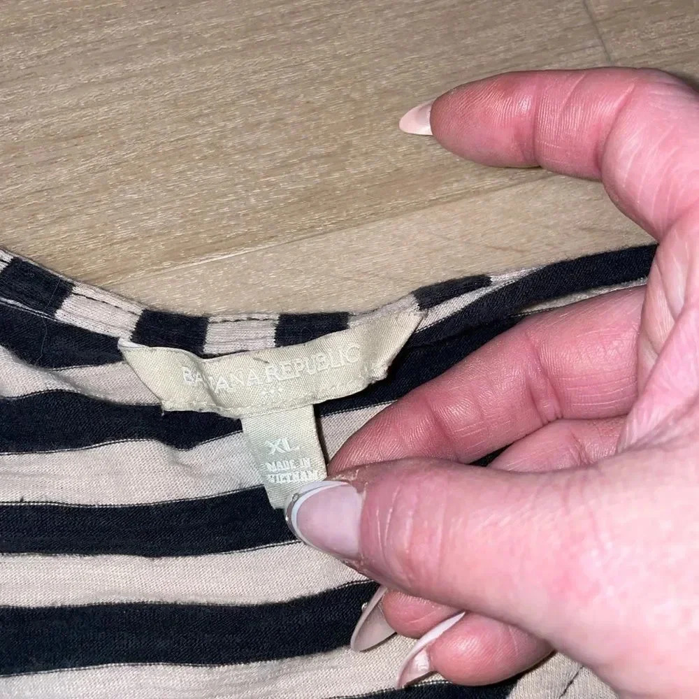 OFF WHITE/BLACK BANANA REPUBLIC RELAXED FIT DRESS 3/4” SLEEVES SIZE XTRA LARGE - Picture 10 of 16